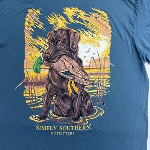 Simply Southern Duckhunting Men's T-Shirt Blue Fits Like L
